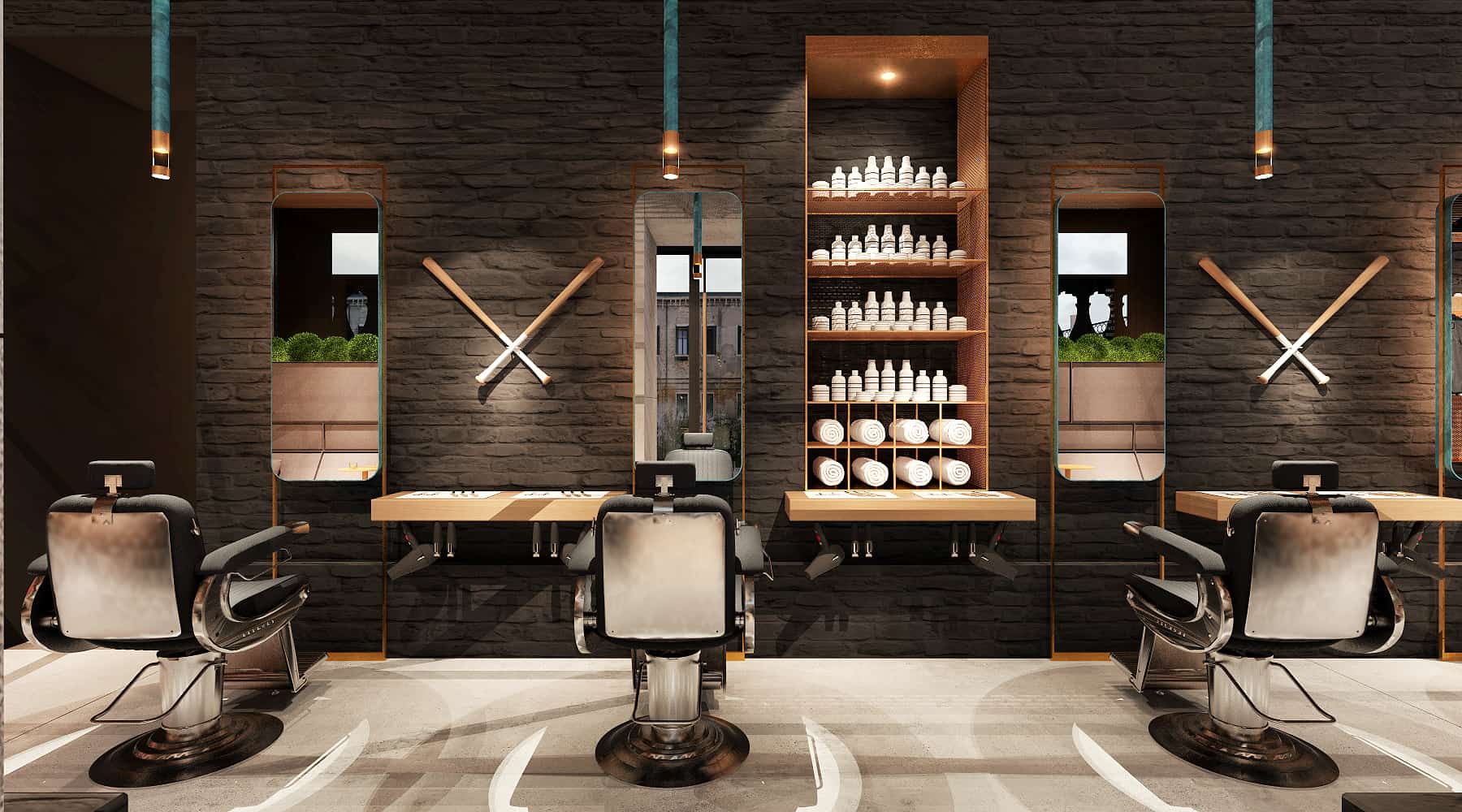 Premium barber chair in a dark studio