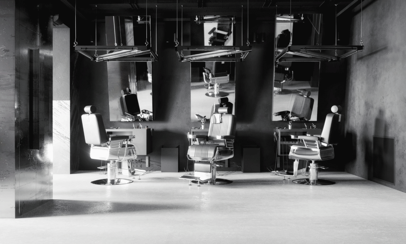 Barbershop interior with classic chairs