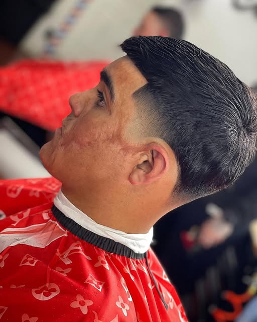 Clean taper fade with sharp line-up